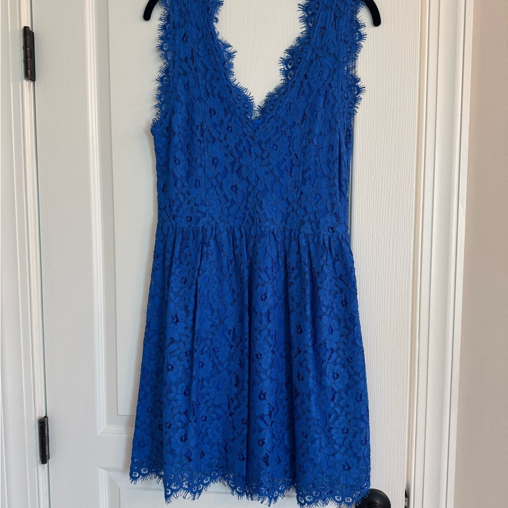 NWOT Chic Royal Blue Lace Mini Dress